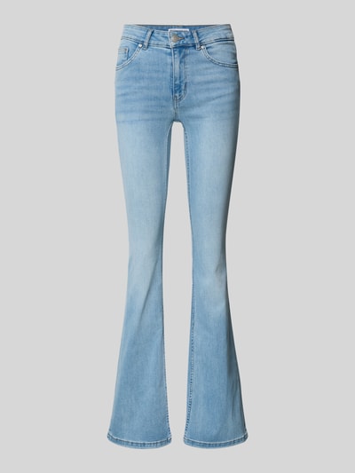 Produktfoto, Flared Fit Jeans im 5-Pocket-Design von Review, hellblaue Waschung, Baumwoll-Mix, Knopf-Reißverschluss, glatte Textur