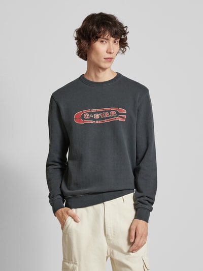 G-Star Raw Sweatshirt met labelprint, model 'Destroyed' Antraciet - 4