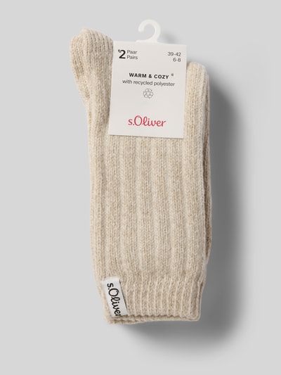 s.Oliver RED LABEL Strick-Socken mit Rippenbündchen im 2er-Pack Offwhite 3
