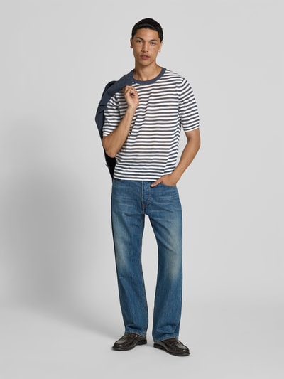 Closed Regular Fit T-Shirt aus Leinen-Mix Dunkelblau 1