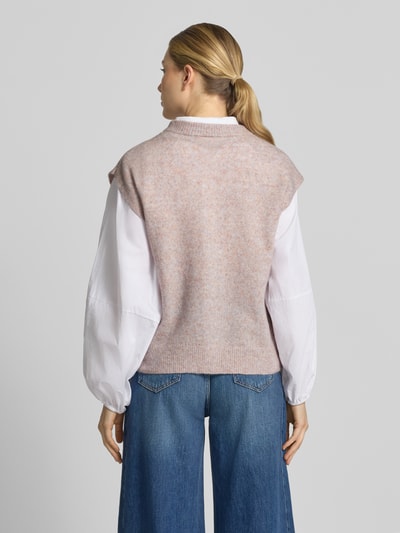 FREE/QUENT Strickweste aus Wolle mit Knopfleiste Altrosa Melange 5