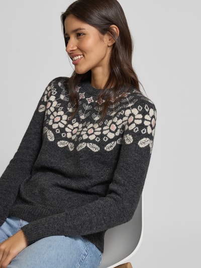 Vero Moda Regular fit gebreide pullover met wol, modell 'SIMONE' Antraciet - 3