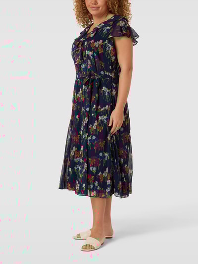 Lauren Ralph Lauren Curve Midi-jurk met bloemenmotief, model 'PRAPAVY' Donkerblauw - 4