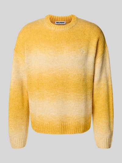 REVIEW Gebreide pullover met labelstitching Mosterdgeel - 2