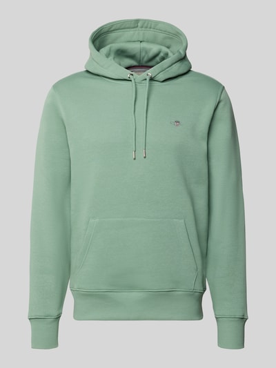 Produktfoto, Regular Fit Hoodie aus Baumwoll-Mix von GANT in Mintgrün mit Kängurutasche und feiner Textur, Herren Hoodie
