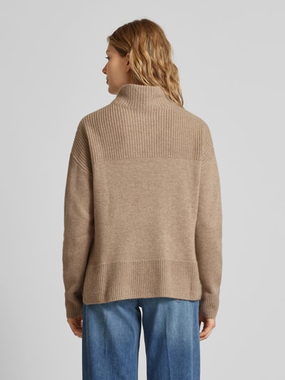 Jake*s Collection Gebreide pullover van kasjmier met opstaande kraag Beige - 5