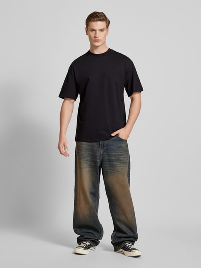 Jack & Jones T-shirt z prążkowanym, okrągłym dekoltem model ‘BRADLEY’ Czarny 1