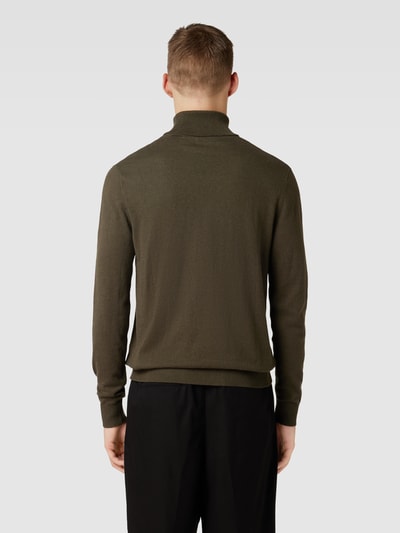 Jack & Jones Sweter z wywijanym kołnierzem z efektem melanżu model ‘EMIL’ Oliwkowy melanż 5