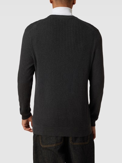 Christian Berg Men Strickpullover mit Strukturmuster Dunkelgrau Melange 5