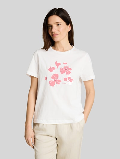 Tom Tailor Regular Fit T-Shirt aus reiner Baumwolle mit Motiv-Print Offwhite 4