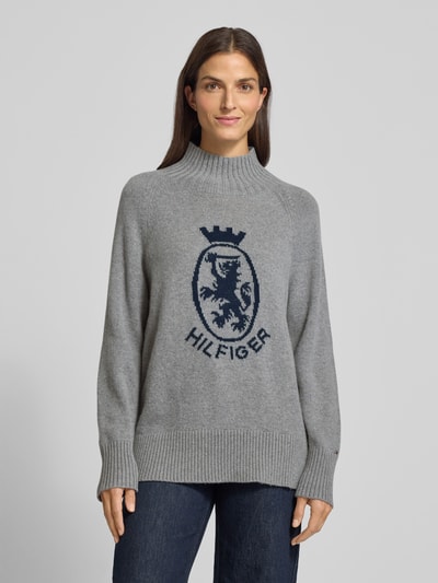 Tommy Hilfiger Regular Fit Strickpullover aus Woll-Baumwoll-Mix Hellgrau 4
