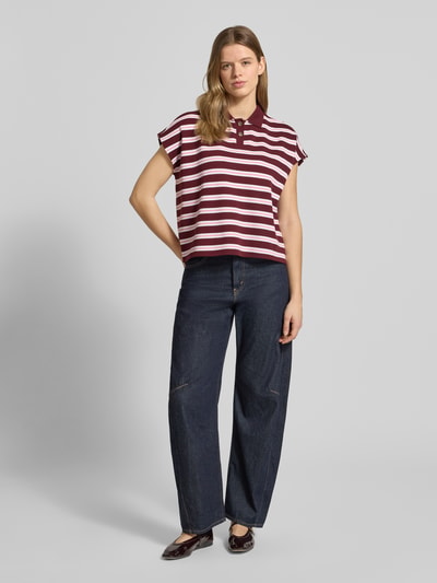 Marc O'Polo DENIM Boxy Fit Poloshirt aus reiner Baumwolle Bordeaux 1