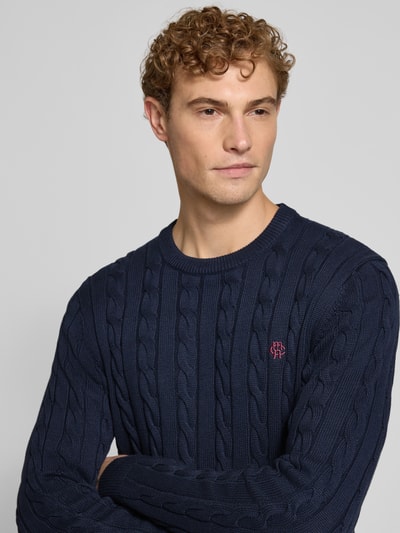 MCNEAL Slim fit gebreide pullover van puur katoen Donkerblauw - 3