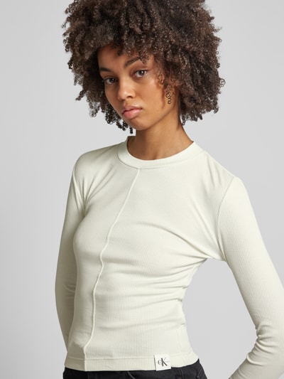 Calvin Klein Jeans Shirt met lange mouwen en labelpatch, model 'SEAMING' Offwhite - 3