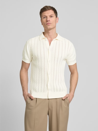 Lindbergh Relaxed Fit Freizeithemd mit Zopfmuster Offwhite 4