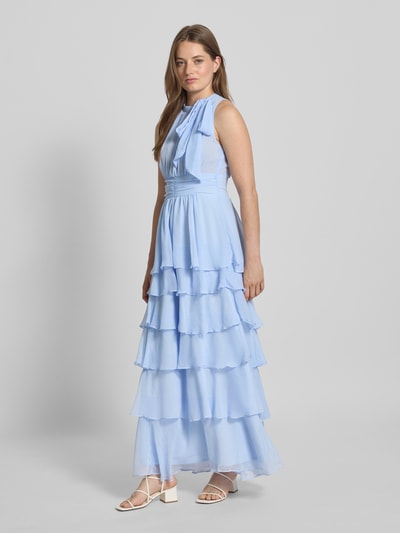Neo Noir Maxikleid im Stufen-Look Modell 'MARLI SOLID CHIFFON DRESS' Hellblau 1