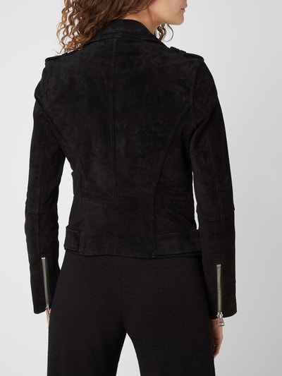 Review Lederjacke mit Gürtel am Bund Black 5