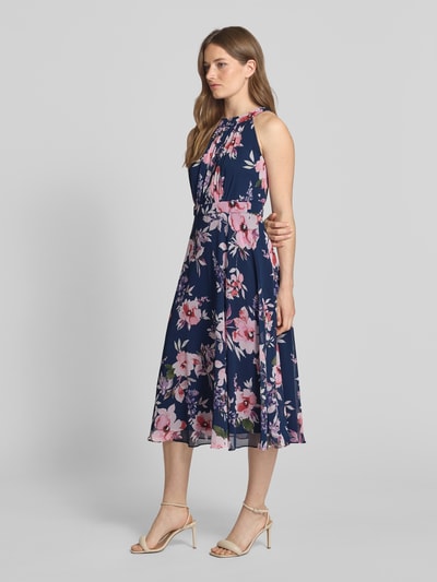 Christian Berg Cocktail Cocktailkleid mit gelegten Falten und Taillenband Dunkelblau 1