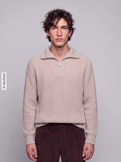 Selected Troyer mit Reißverschluss-Detail Offwhite 4