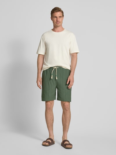 Scotch & Soda Szorty z dzianiny dresowej o kroju regular fit z elastycznym pasem Oliwkowy 1