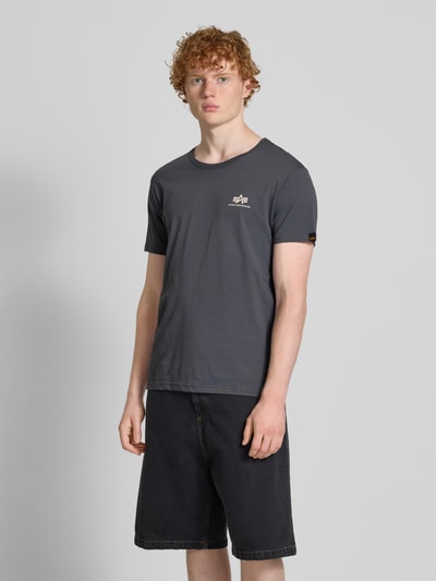 Alpha Industries T-shirt met labelprint en ronde hals Donkergrijs - 4