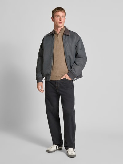 ONLY & SONS Regular Fit Troyer aus Baumwoll-Viskose-Mix Modell 'LOUI' Beige Melange 1