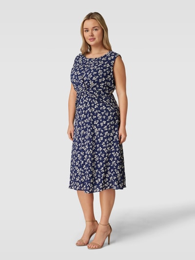 Lauren Ralph Lauren Curve Midi-jurk met bloemenmotief, model 'TESSA' Marineblauw - 1