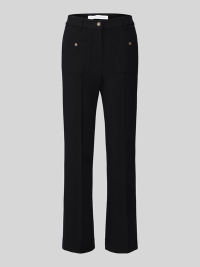 Raffaello Rossi Regular fit barrel leg broek van viscosemix model 'Miley Buttons' Zwart - 2