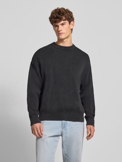 Pegador Oversized gebreide pullover met logo en ronde hals Zwart - 4