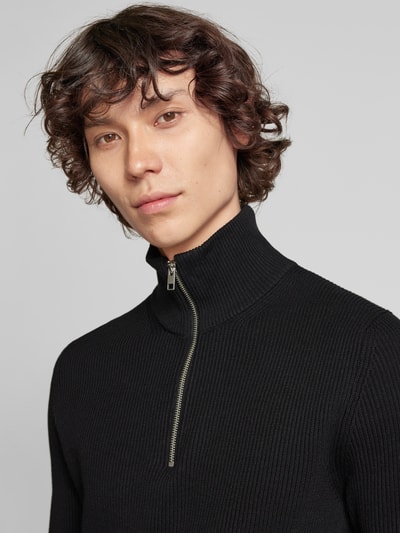 Jack & Jones Sweter z dzianiny z kołnierzem model ‘PERFECT’ Czarny 3