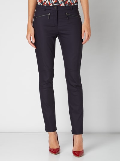 comma Skinny fit stoffen broek met doorgestikte naden Marineblauw - 4