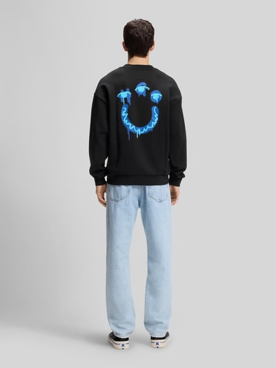 HUGO Blue Regular Fit Sweatshirt mit Happy Hugo Print Black 5