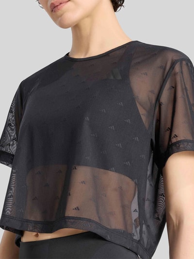 adidas Training Cropped Fit Sport T-Shirt aus Mesh mit Logo-Stitchings Black 5