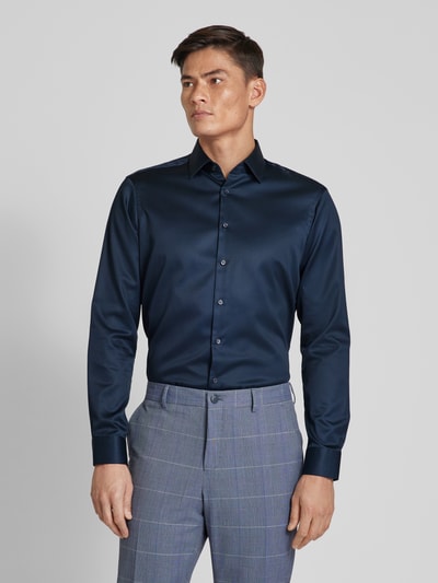 Jake*s Super Slim Fit Businesshemd aus Satin Marine 4