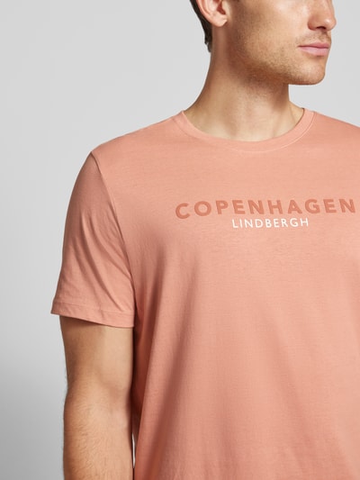 Lindbergh T-shirt met labelprint, model 'Copenhagen' Roze - 3