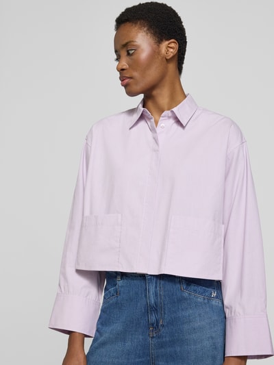 YAS relaxed fit overhemdblouse van zuivere katoen model 'Lee' Lila - 3
