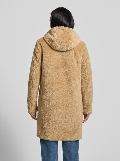 camel active Mantel aus Teddyfell mit Kapuze und Zweiwege-Reißverschluss Beige 5