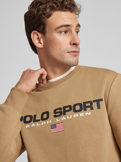 Polo Sport Sweatjack met labelstitching Kaki - 3