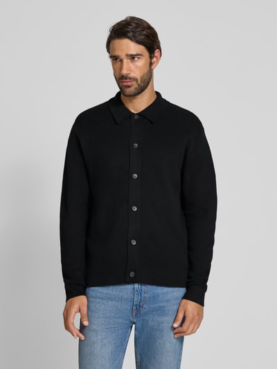 Jack & Jones Premium Gebreid jack met kentkraag, model 'MILANO' Zwart - 4