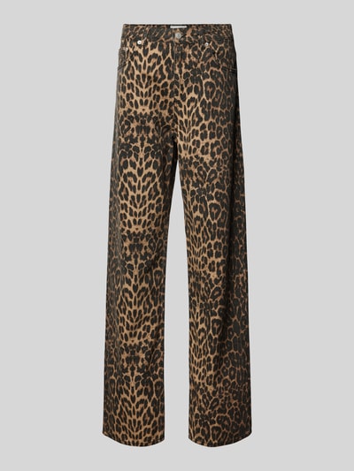 Neo Noir Regular fit jeans met dierenprint, model 'Simona Leopard' Beige - 2