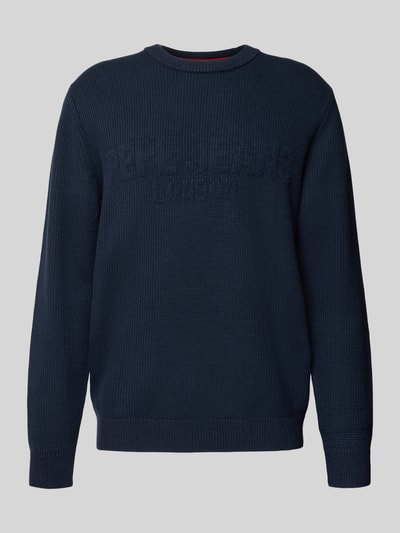 Pepe Jeans Regular fit gebreide pullover van een mix van viscose en katoen, model 'PHINEAS' Marineblauw - 2
