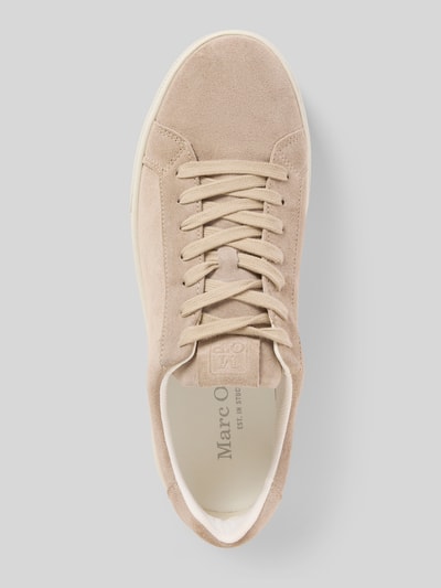 Produktfoto, Low Top Sneaker aus reinem Rindsleder von Marc O'Polo in Beige, strukturierte Sohle, Label-Applikation, unifarben, flacher Absatz