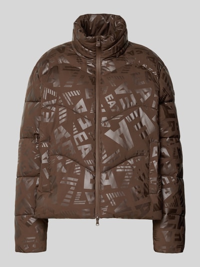 EA7 Emporio Armani Kurtka pikowana ze wzorem z logo i stójką Ciemnobrązowy 2