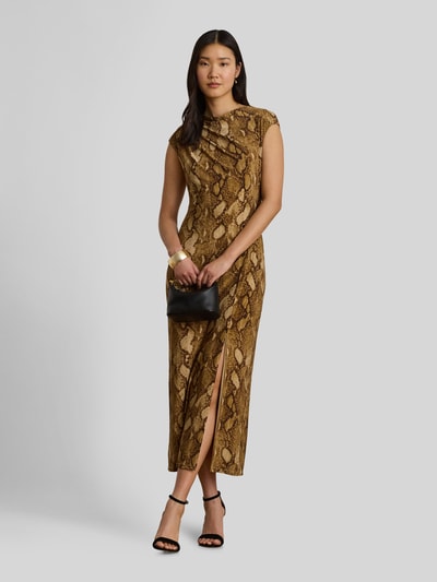 Lauren Ralph Lauren Figurbetontes Kleid mit Gehschlitz Camel 1