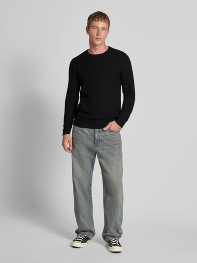 Only & Sons Regular fit gebreide pullover van puur katoen, model 'ERIC' Zwart - 1