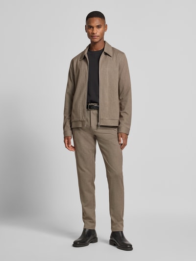 Lindbergh Slim fit overhemdjack met ritssluiting Zand - 1