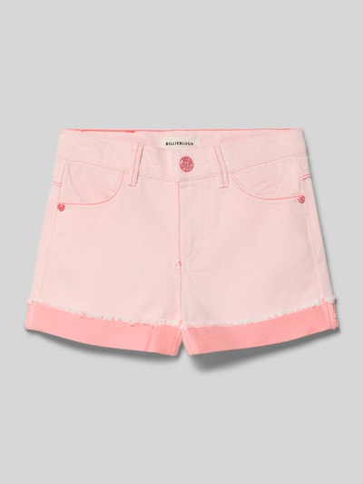 Productfoto, roze Korte jeans 'Jeansshorts met Aufschlag und Fransen' van BILLIEBLUSH in katoenmix, regular fit, steekzakken, omslag en franjes