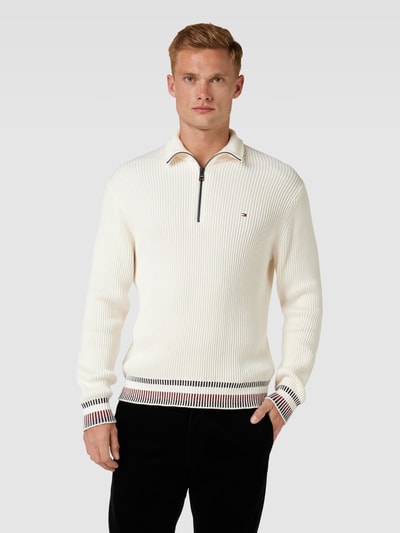 Tommy Hilfiger Strickpullover mit Kontrastbesatz Offwhite 4