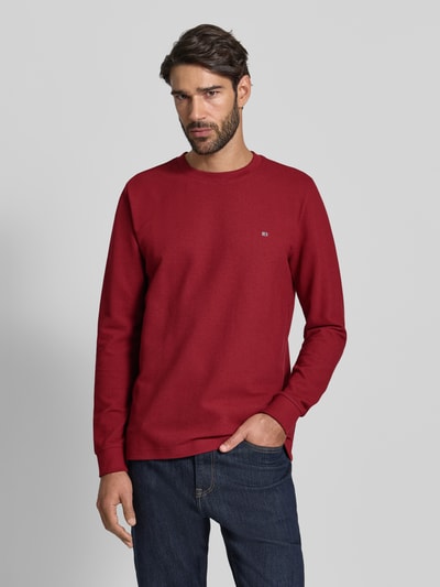 Christian Berg Men Shirt met lange mouwen, structuurmotief en ronde hals Donkerrood - 4