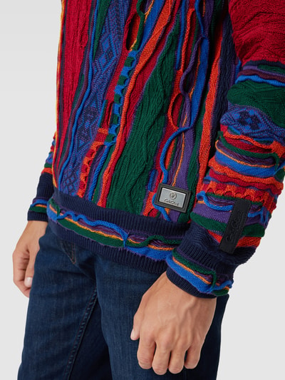 Carlo Colucci Strickpullover mit Strukturmuster Rot 3